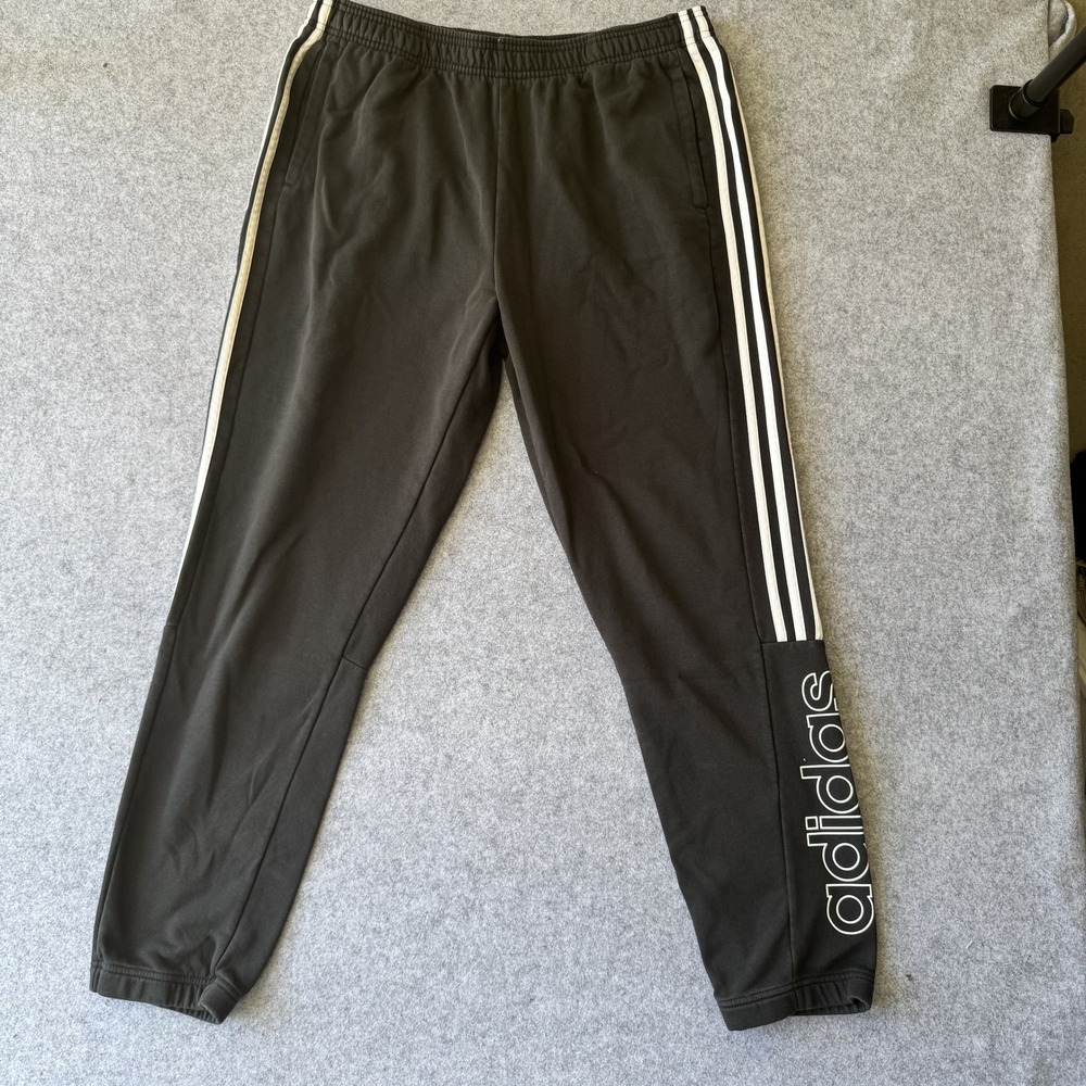 Adidas Essentials 3-Stripe Joggers XL Black Cotton Blend Fleece
